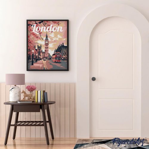 Malování podle čísel - VINTAGE ROZKVETLÝ LONDÝN bez rámu 40 x 50 cm