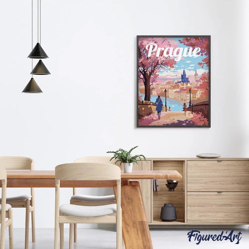 Malování podle čísel - VINTAGE ROZKVETLÁ PRAHA na rámu 40 x 50 cm