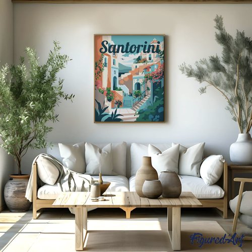 Malování podle čísel - VINTAGE ROZKVETLÉ SANTORINI na rámu 40 x 50 cm