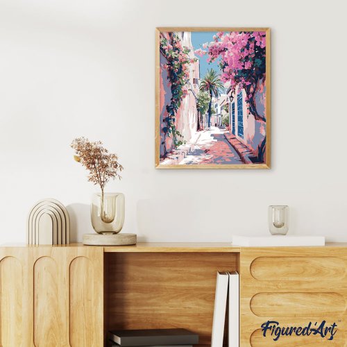 Malování podle čísel - ROZKVETLÁ ULIČKA bez rámu 40 x 50 cm