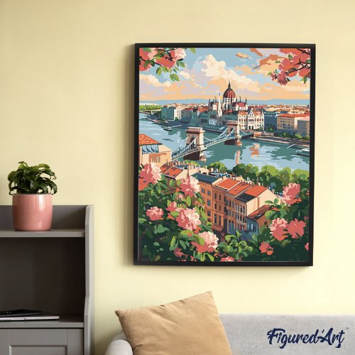 Malování podle čísel - BUDAPEŠŤ V LÉTĚ na rámu 40 x 50 cm