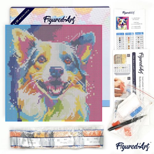 Mini diamantové malování - PES POP ART 25 x 25 cm na rámu - DP-SFA092-Y-14.jpg