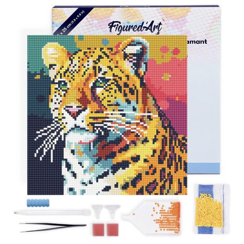 Mini diamantové malování - LEOPARD POP ART 25 x 25 cm na rámu - DP-SFA095-Y-11.jpg
