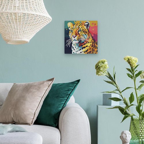Mini diamantové malování - LEOPARD POP ART 25 x 25 cm na rámu