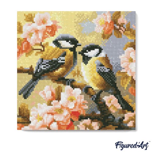 Mini diamantové malování - DVA PTÁČCI NA KVETOUCÍ VĚTVIČCE bez rámu 25 x 25 cm - DP-SFA183-13.jpg