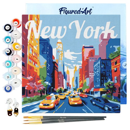 Mini malování podle čísel - Travel poster NEW YORK CITY 20 x 20 cm na rámu