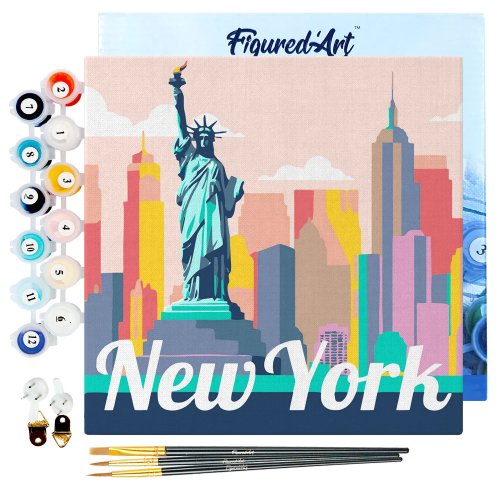 Mini malování podle čísel - Travel Poster NEW YORK SOCHA SVOBODY 20 x 20 cm na rámu - SFA130-Y_1.jpg