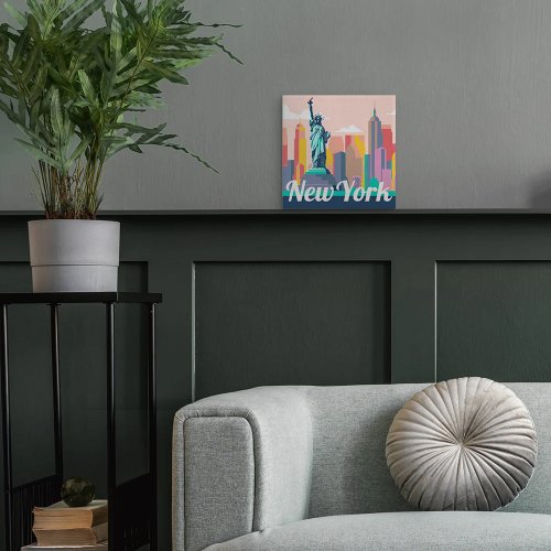 Mini malování podle čísel - Travel Poster NEW YORK SOCHA SVOBODY 20 x 20 cm na rámu