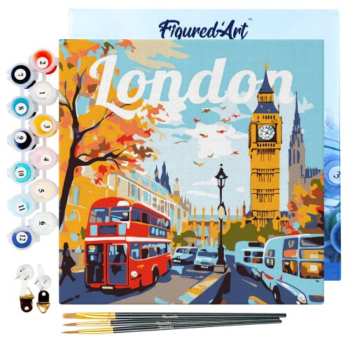 Mini malování podle čísel - Travel poster LONDON 20 x 20 cm na rámu - SFA139-Y_1.jpg