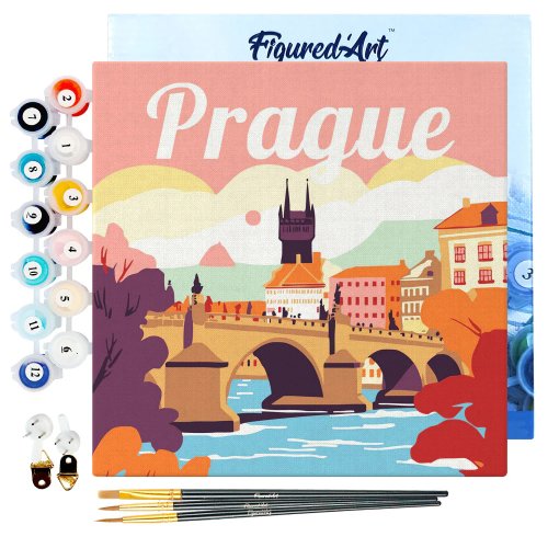 Mini malování podle čísel - Travel Poster PRAHA 20 x 20 cm na rámu - SFA142-Y_1.jpg
