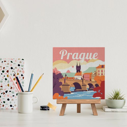 Mini malování podle čísel - Travel Poster PRAHA 20 x 20 cm na rámu