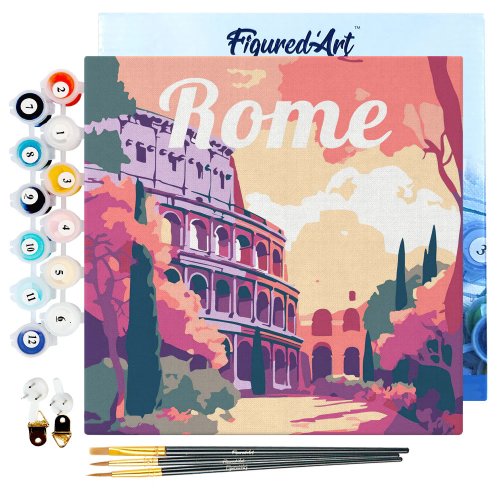 Mini malování podle čísel - Travel poster ROME 20 x 20 cm na rámu - SFA147-Y_1.jpg