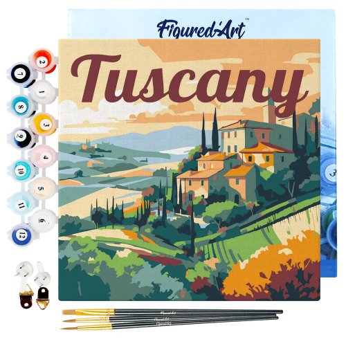 Mini malování podle čísel - Travel Poster TOSKÁNSKÉ LÉTO 20 x 20 cm na rámu