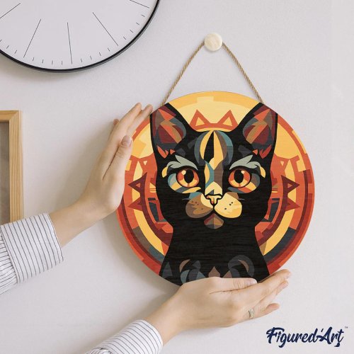 Malování podle čísel na dřevu - ČERNÁ KOČKA ART DECO průměr 30 cm - RFA032_02.jpg