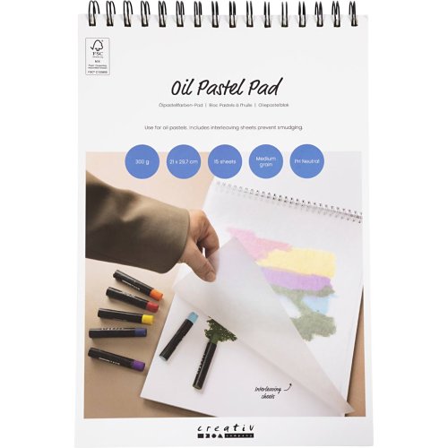 Blok pro olejový pastel  - 15 listů, A4, 300g, bílý