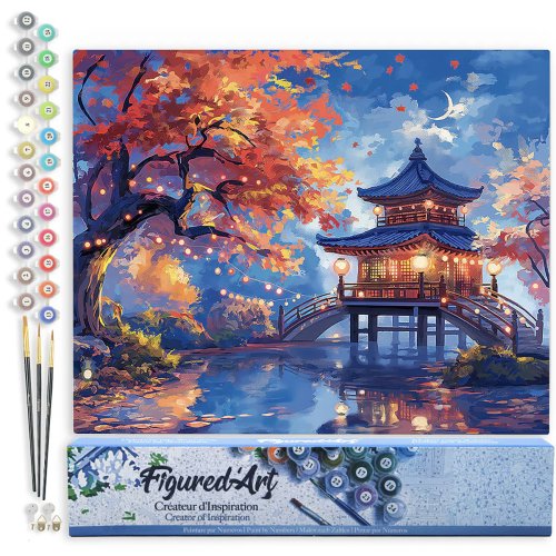 Malování podle čísel - PAGODA ZA PODZIMNÍ NOCI bez rámu 40 x 50 cm - FA10553-02.jpg