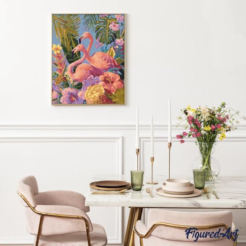 Malování podle čísel - DVA PLAMEŇÁCI 40 x 50 cm na rámu