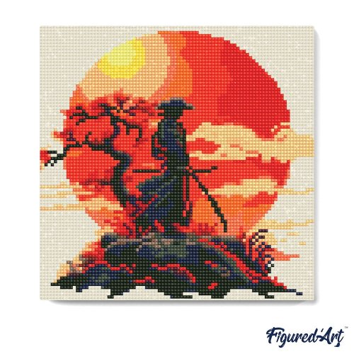 Mini malování podle čísel - SAMURAJ PŘI ZÁPADU SLUNCE 25 x 25 cm  na rámu - DP-SFA308-Y_3.jpg