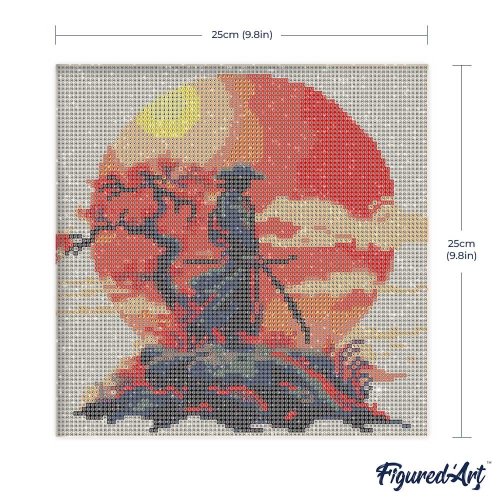 Mini malování podle čísel - SAMURAJ PŘI ZÁPADU SLUNCE 25 x 25 cm  na rámu - DP-SFA308-Y_5.jpg