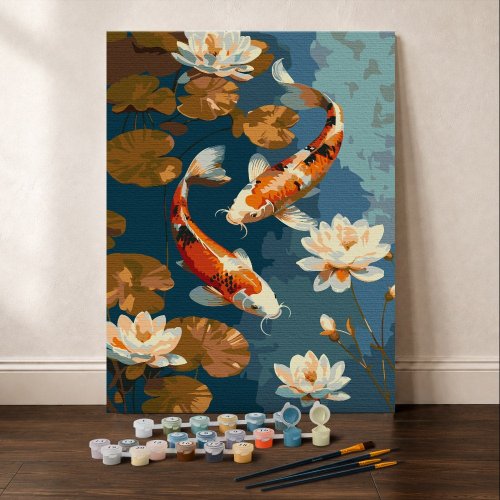 Malování podle čísel - JAPONSKÝ KAPR MEZI LEKNÍNY 24.5 x 32.5 cm - GFA015_2.jpg