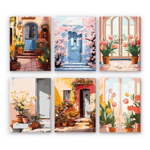 Mini malování podle čísel - EVROPSKÁ ARCHITEKTURA S KVĚTINAMI 15 x 20 cm 6 obrázků bez rámu - PTR015_2.jpg